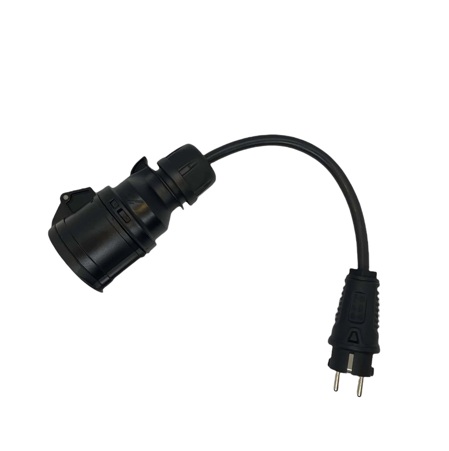 nærbillede af detaljer og materialer af Adapter Schuko til CEE 3-faset 16A 230/400V Mode 2 – Evconnect – Evconnect