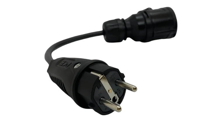 produktbillede fra forsiden viser Adapter Schuko til CEE 3-faset 16A 230/400V Mode 2 – Evconnect – Evconnect