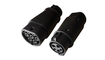 produktbillede forfra, der viser Adapter Type 1 fast kabel til Type 2 230V 16A/32A – Evconnect – Evconnect