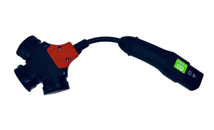 produktbillede fra forsiden viser Adapter Type 2 til 3x Schuko – 230V 16A IP44 Mode 3 – Evconnect – Evconnect