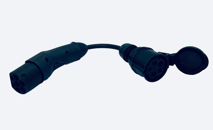 emballage og medfølgende tilbehør til Adapter Type 2 til CEE 3-faset 400V 16A/32A Mode 3 – Evconnect – Evconnect
