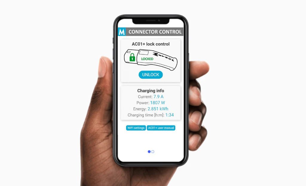 sidebillede, der viser profil og design af Adapter Type 2 til Schuko 230 V 16A Smart Wi-Fi styret - Evconnect - Evconnect