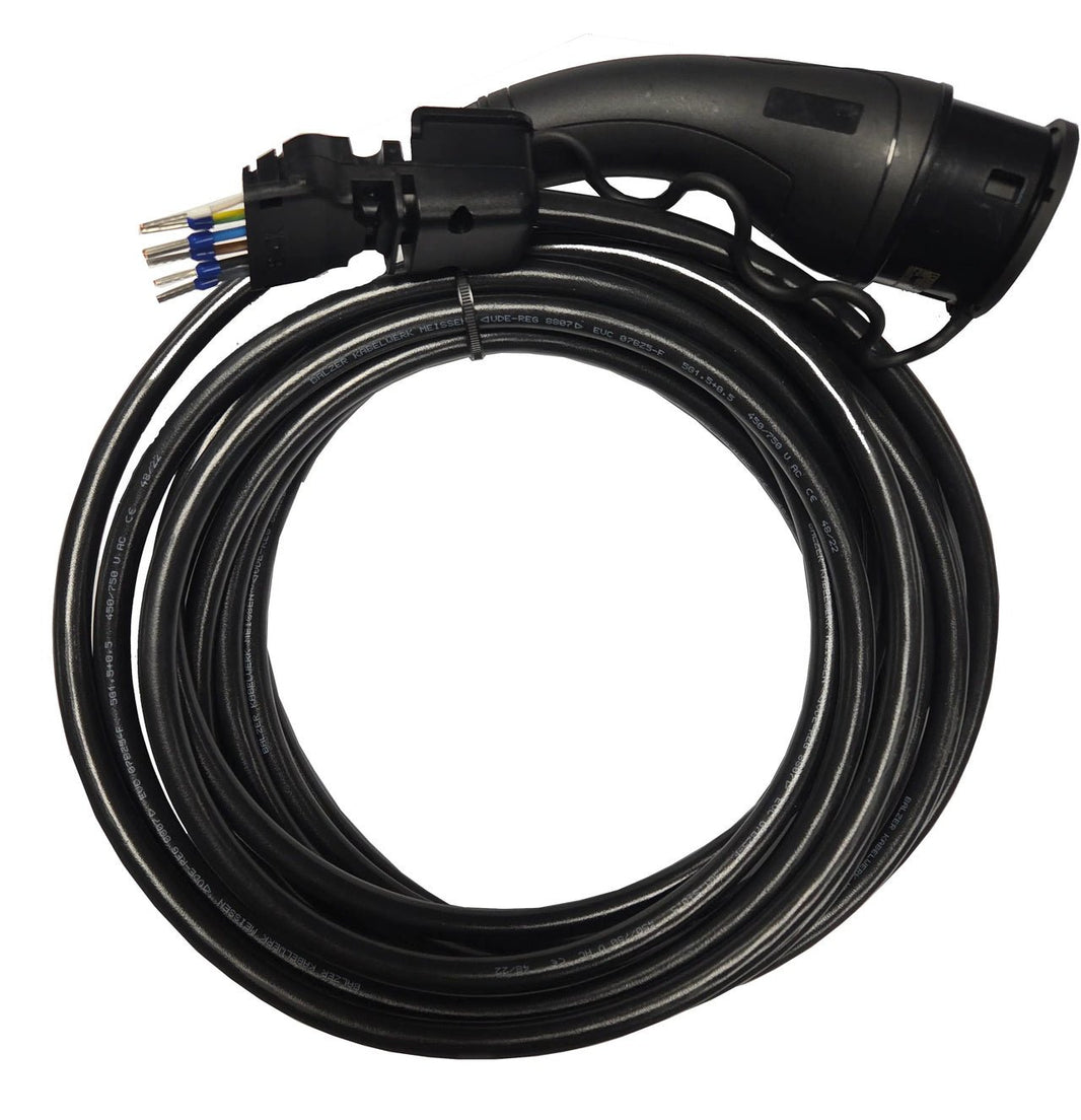 Ladekabel Type 2 20A 14 kW 9 m - Amina til ladepost/ladeboks Mode 3 - produktbillede forfra | Amina