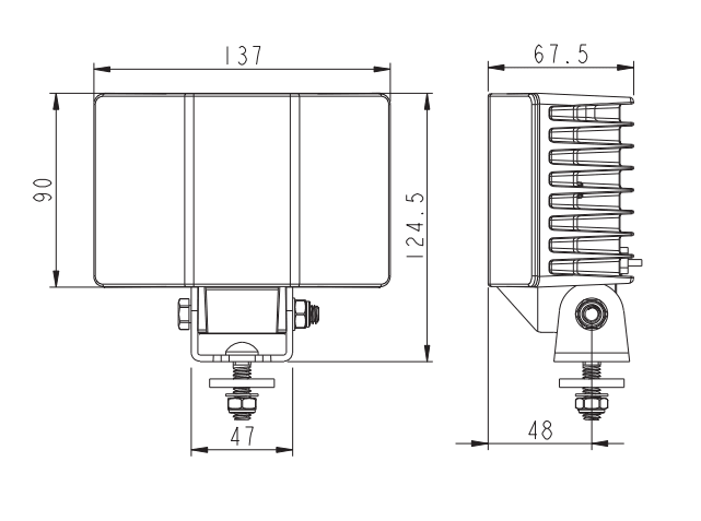 detaljebillede af Arbejdslygte PRO Noir WL60 Buet - 60W - LUXTAR