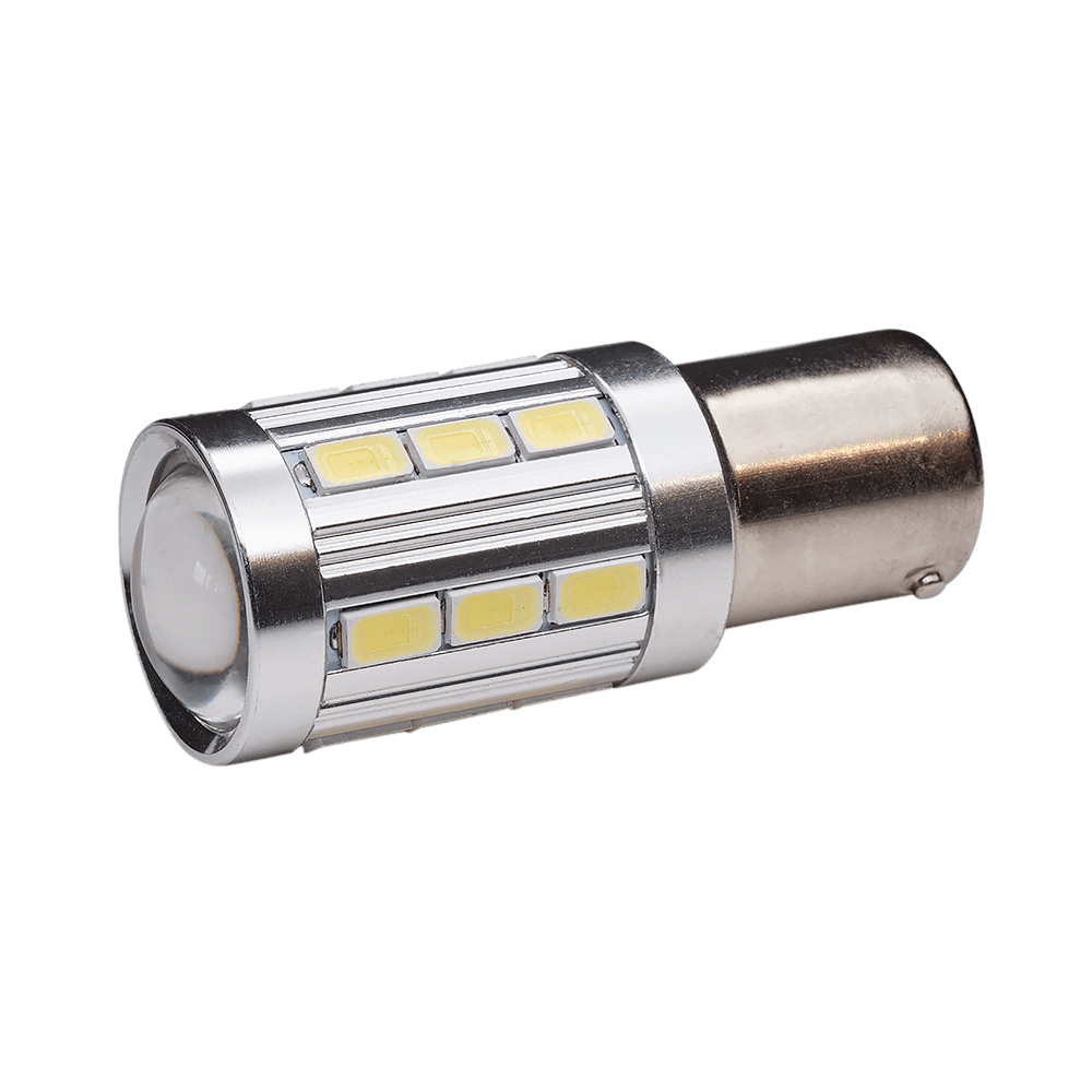 produktbillede forfra viser BA15S – 1156 Canbus LED 21SMD Hvid – Carlevel