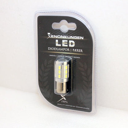 sidebillede, der viser profil og design af BA15S – 1156 Canbus LED 21SMD Hvid – Carlevel