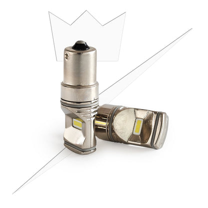 nærbillede af detaljer og materialer af BA15S – 1156 LED Chrome-baggrundslys – Xenon-kongen