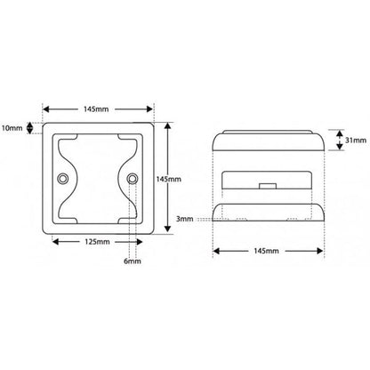 sidebillede, der viser profil og design af baggrundslys 125CWME Hvid - LEA
