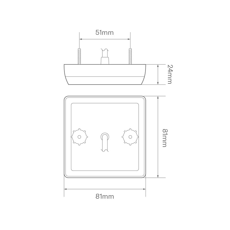 Baglygteindikator 81AM – 12/24V (81x81mm) – nærbillede detaljer | LEA