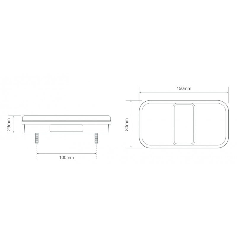 Baglygte Kompakt 150x80mm – 12V (2-pak) – nærbillede detaljer | LEA