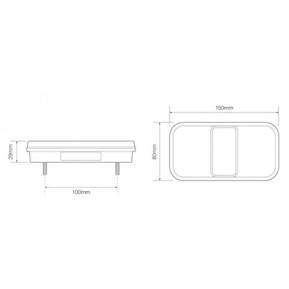 Baglygte Kompakt 150x80mm – 12V (2-pak) – nærbillede detaljer | LEA