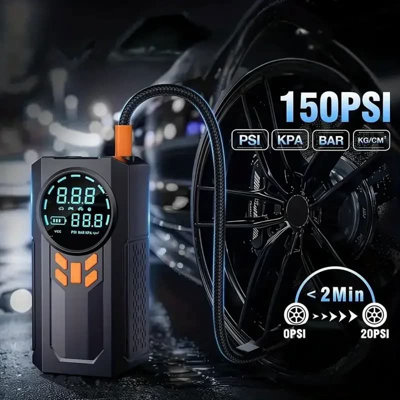 Batteri Booster & Jump Starter med luftkompressor - 8000mAh til hurtig starthjælp og oppumpning - Carlevel - 