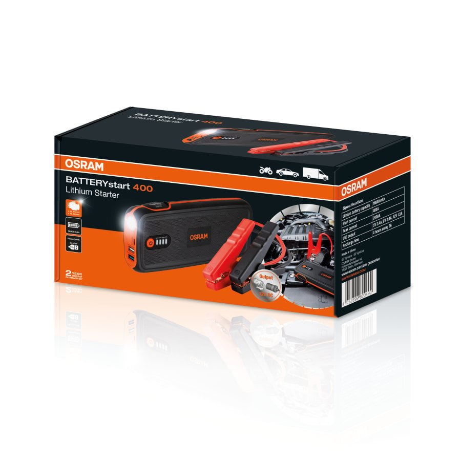 billede, der viser brugen af batteristarter OSR 400 - OSRAM