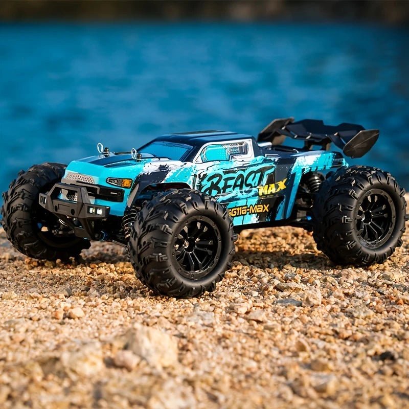BEAST MAX RC bil 70 km/t - 4WD radiostyret terrængående køretøj med børsteløs motor - nærbillede detaljer | Carlevel