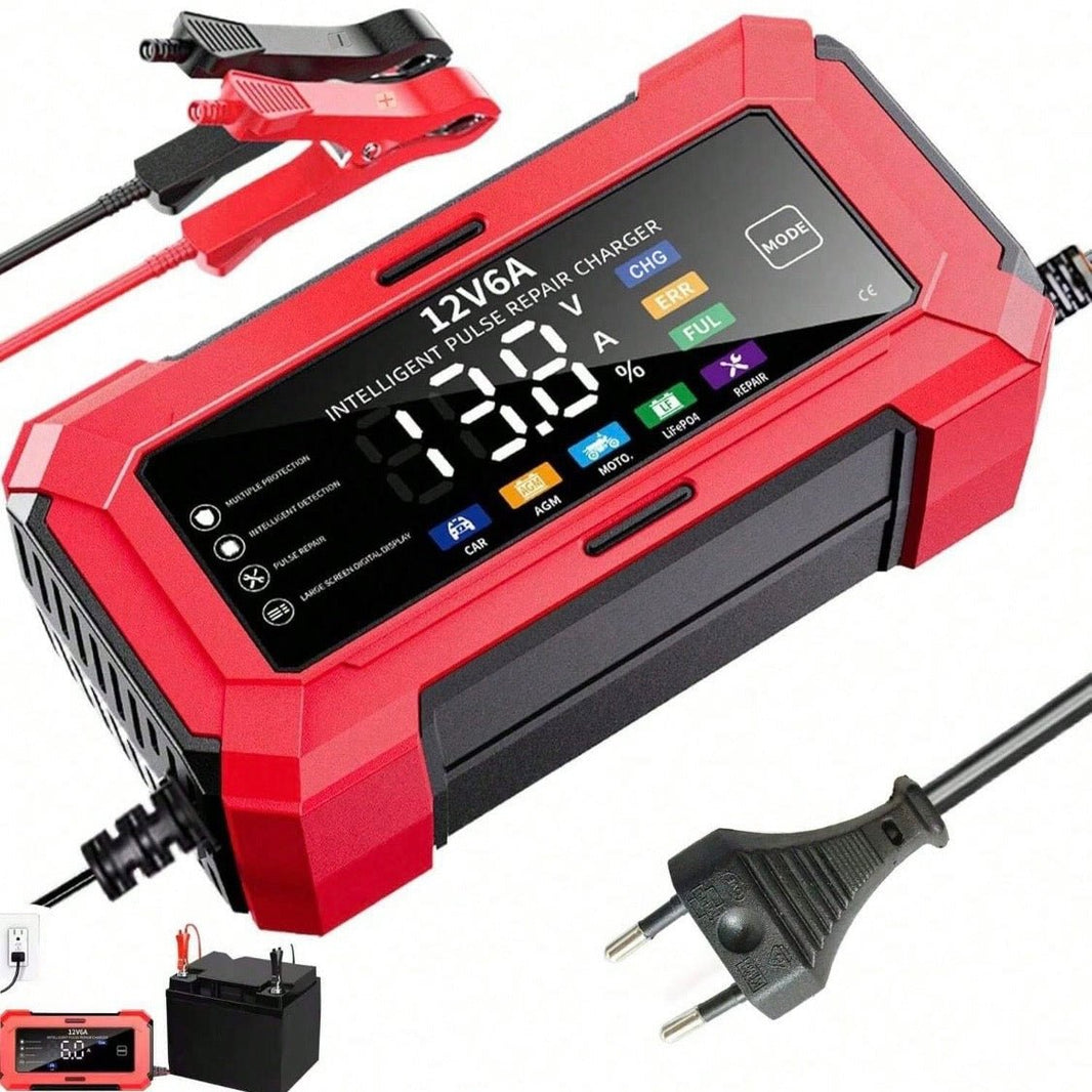 Bilbatterioplader 12V 6A - Smart og automatisk oplader til blysyre og LiFePO4 - Carlevel - Batterioplader Hurtig opladning