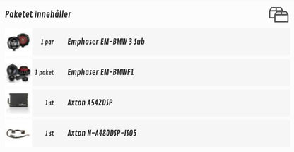 Bilhøjttalere Plug&Play lydpakke til BMW - EM-BMWF1 Axton - i brug | Axton