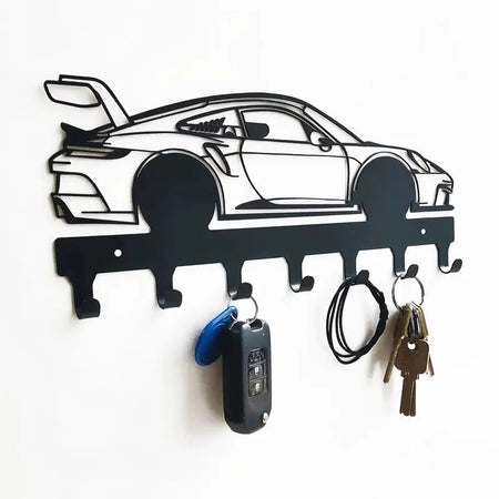 Porsche GT3 RS bilnøgleholder - vægmonteret metal - forfra produktbillede | Carlevel