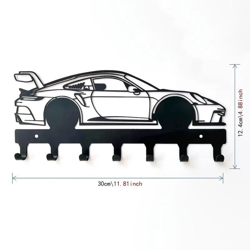 Porsche GT3 RS bilnøgleholder - vægmonteret metal - nærbillede detaljer | Carlevel