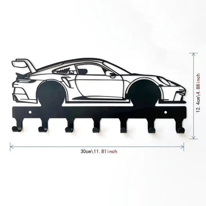 Porsche GT3 RS bilnøgleholder - vægmonteret metal - nærbillede detaljer | Carlevel
