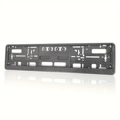Bilnummerpladeholder kulfiberlook - EU & UK standard rustfrit - produktbillede forfra | Carlevel