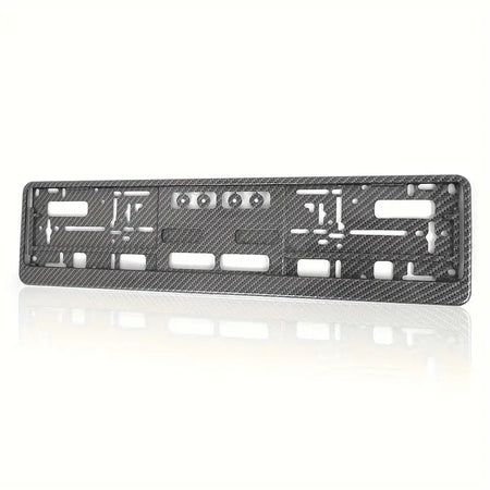 Bilnummerpladeholder kulfiberlook - EU & UK standard rustfrit - produktbillede forfra | Carlevel