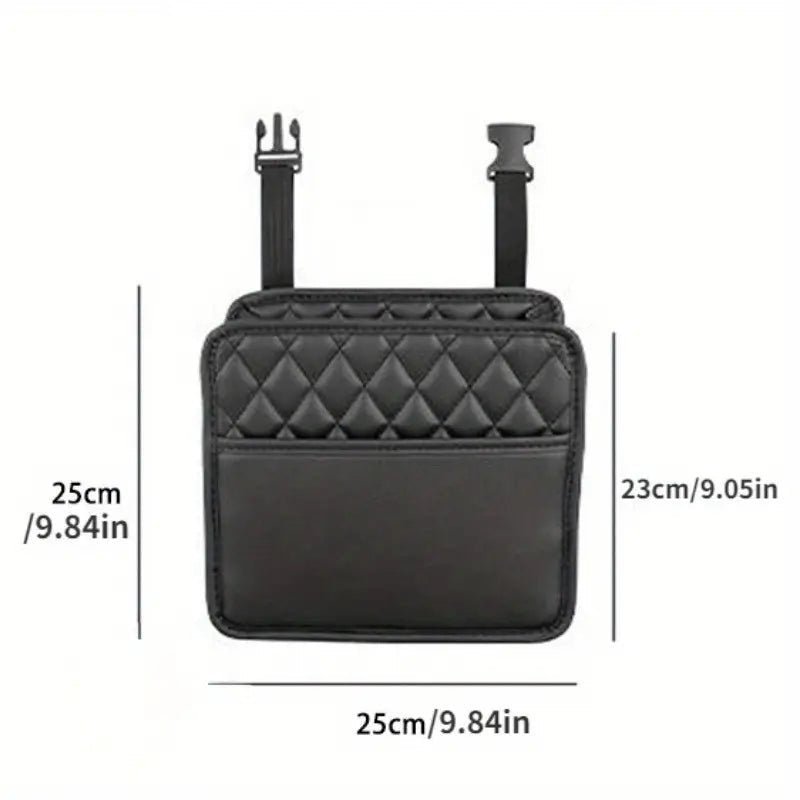 Bilstolsorganisatör PU-läder – ryggförvaring med fickor för bil – produktvy från sidan | Carlevel