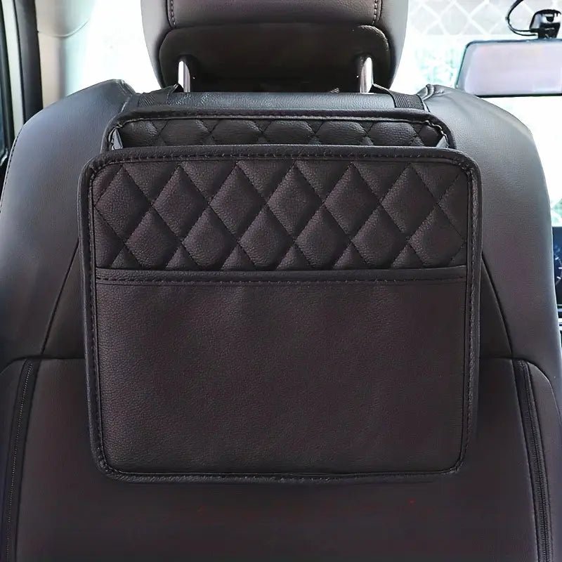 Bilstolsorganisatör PU-läder – ryggförvaring med fickor för bil – produktbild framifrån | Carlevel