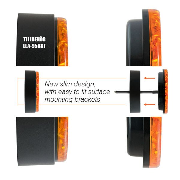 sidebillede, der viser profil og design af blinklygte 95mm – Orange – LEA