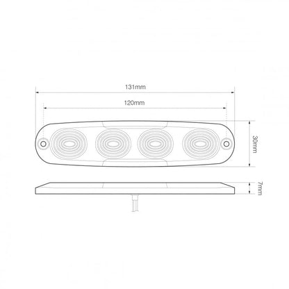 nærbillede af detaljer og materialer af Flash Light Low Profile – R10 4LED Blue – LEA
