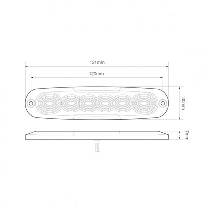 nærbillede af detaljer og materialer af Flash Light Low Profile – R65 6LED Blue – LEA