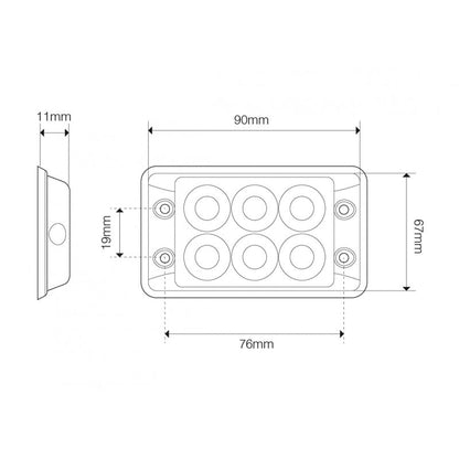 nærbillede af detaljer og materialer af Flash light Super – Slim R10 6LED Block Amber – LEA