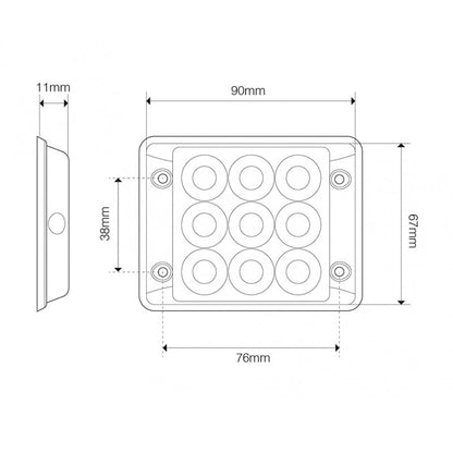 nærbillede af detaljer og materialer af Flash light Super – Slim R10 9LED Block Amber – LEA