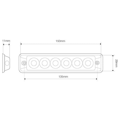 nærbillede af detaljer og materialer af Flash light Super – Slim R65 6LED Amber – LEA