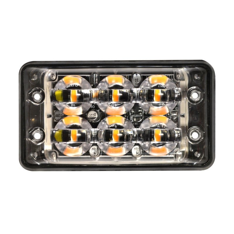 produktbillede forfra, der viser Flash lys Super – Slim R65 6LED Block Amber – LEA