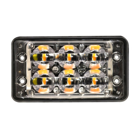 produktbillede forfra, der viser Flash lys Super – Slim R65 6LED Block Amber – LEA