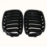Nyregitter til BMW 1-serie F20/F21 2011-2014 - Glans sort dobbeltåbning - Produktbillede set forfra | Carlevel