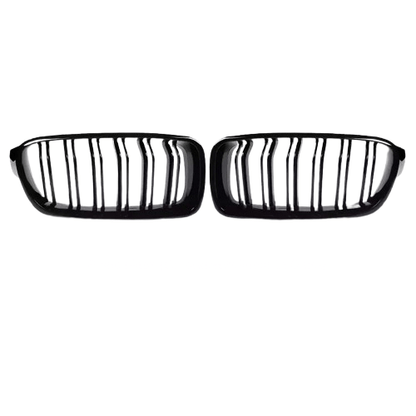 Nyregitter til BMW 3-serie F30/F35 2012-2019 - Glans sort kulfibermønster - Nærbillede detaljer | Carlevel