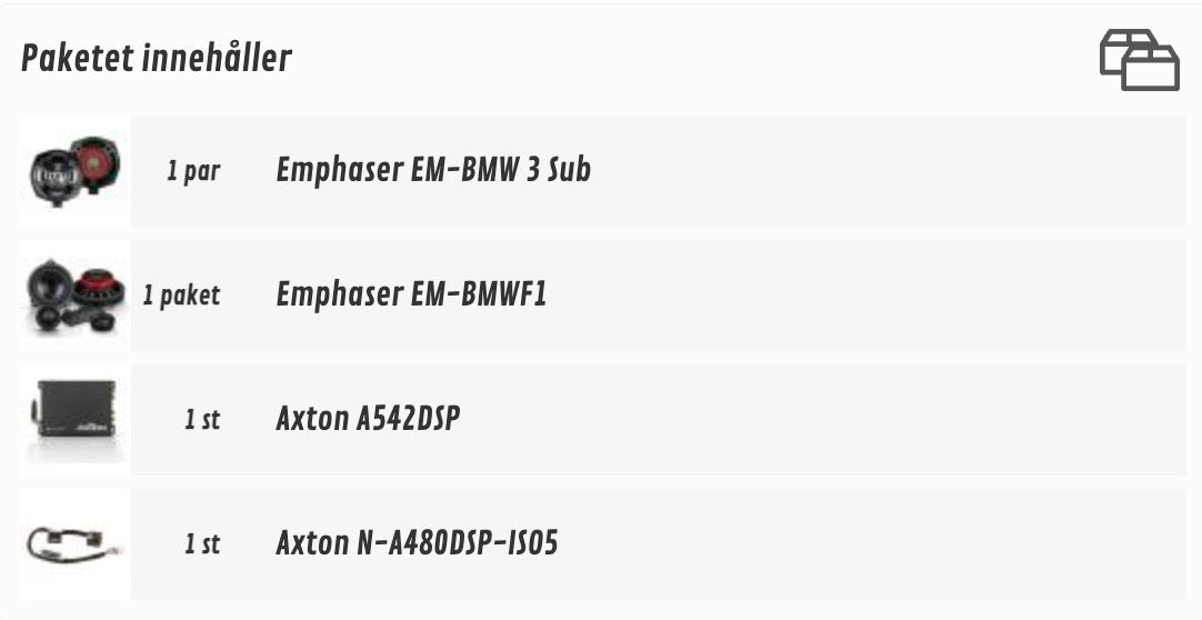 Bilhøjttalere Plug&Play lydpakke til BMW - EM-BMWF1 Axton - i brug | Axton
