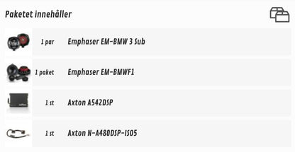 Bilhøjttalere Plug&Play lydpakke til BMW - EM-BMWF1 Axton - i brug | Axton