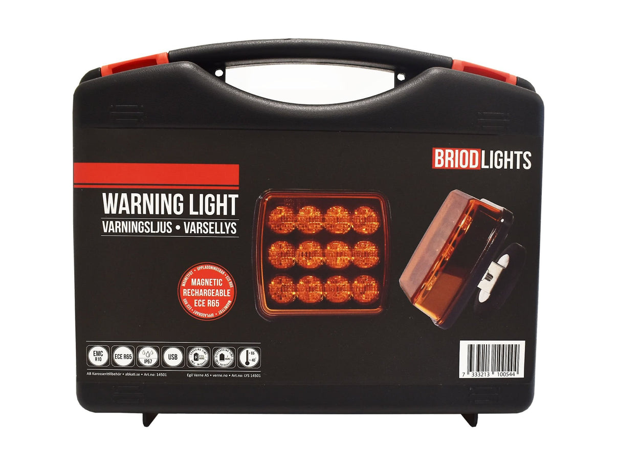 BriodLights 2 stk Genopladeligt advarselslys med magnet - produkt set fra siden | Briodlights