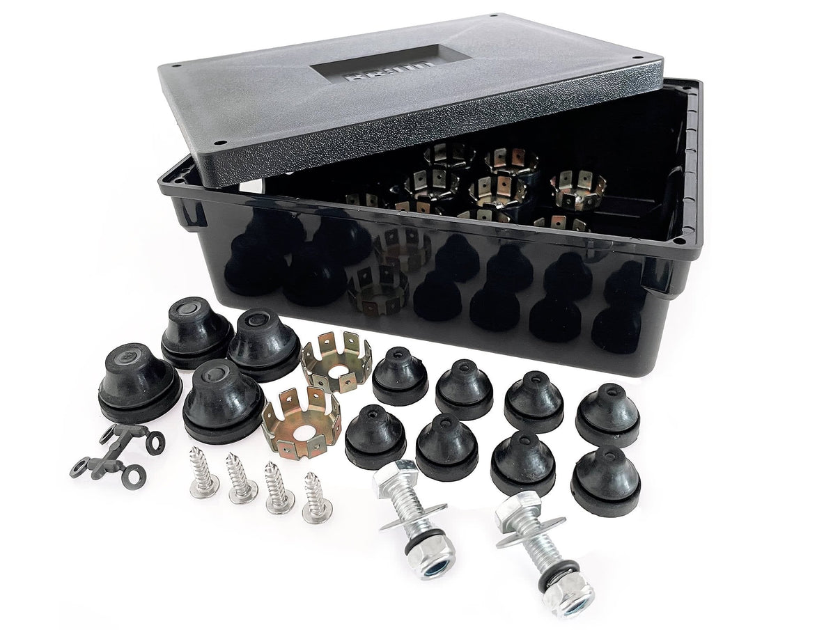 BriodLights Forgreningsboks 12 - huller komplet, uden ventilation - produktbillede forfra | Briodlights