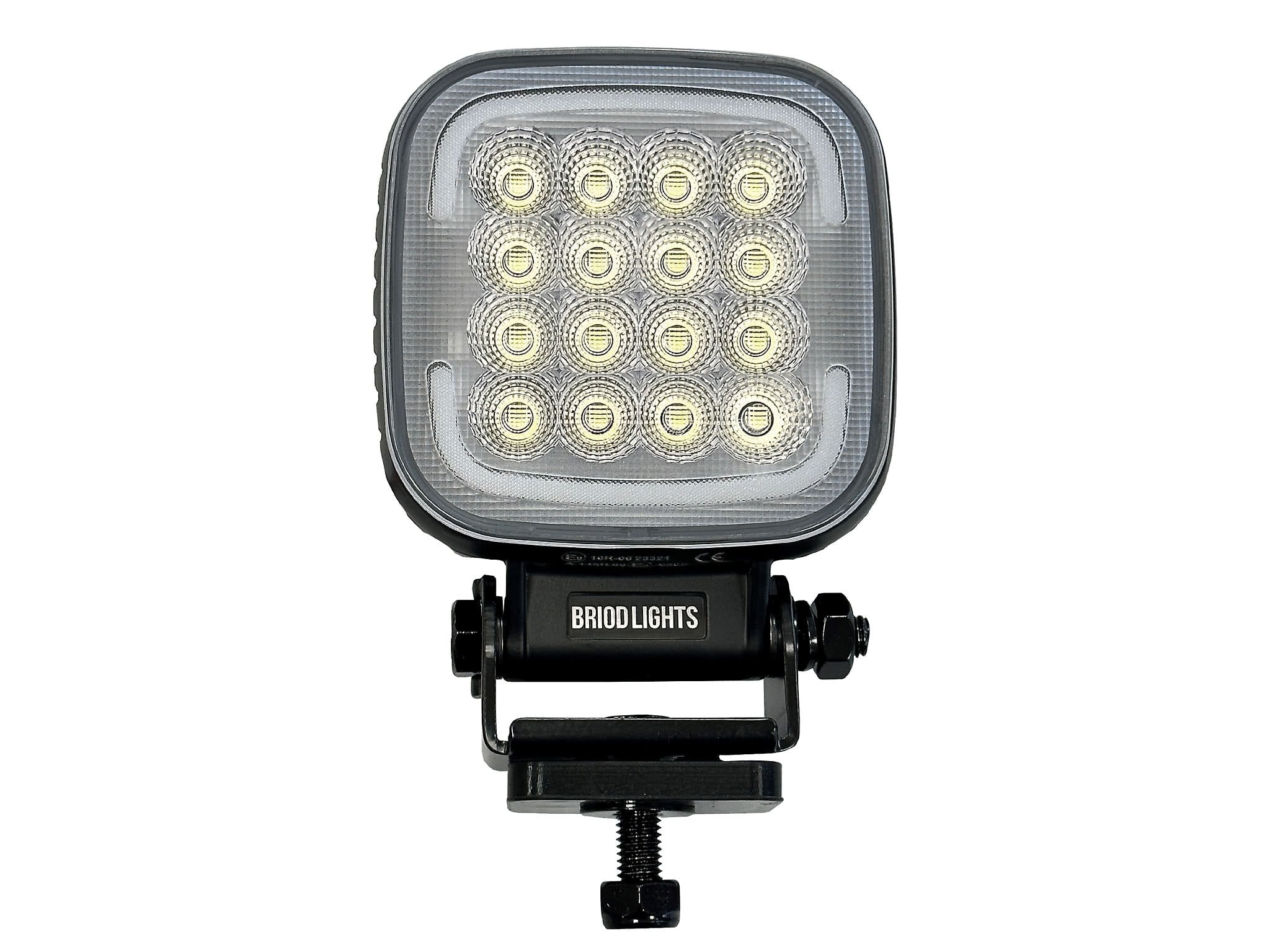 produktbillede forfra viser BriodLights TRIO Arbejdslampe med blitzlys - 60W - Briodlights