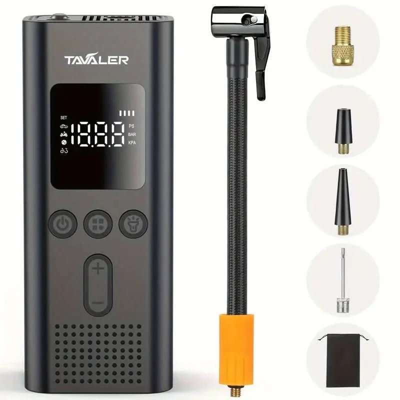 Automatisk dækpumpe med USB-opladning | 4000mAh elektrisk - luftkompressor til bil, motorcykel LCD-skærm & LED - lampe - Carlevel