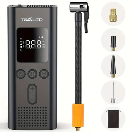 Automatisk dækpumpe med USB-opladning | 4000mAh elektrisk - luftkompressor til bil, motorcykel LCD-skærm & LED - lampe - Carlevel