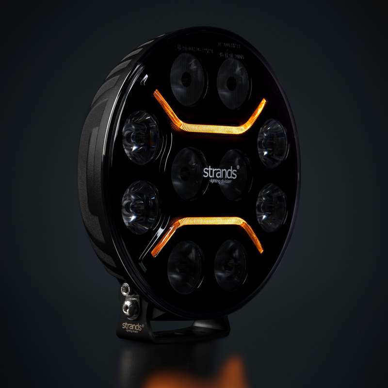 Ekstra let Strands Lighting Division Dark Knight Intens 9″ hvid/orange positionslys - emballage og indhold