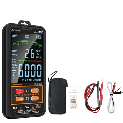 Digitalt multimeter Automatisk – Voltmeter Spænding Aktuel temperatur – nærbillede detaljer | Carlevel