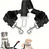 Dubbelt hundsäkerhetsbälte bil justerbart – För 2 hundar – produktbild framifrån | Carlevel