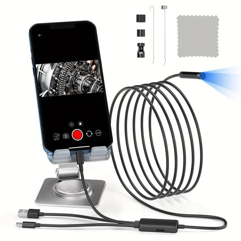 Inspektionskamera Bil 5m 1080p - LED USB-C USB-A Lightning - produktbillede forfra | Carlevel