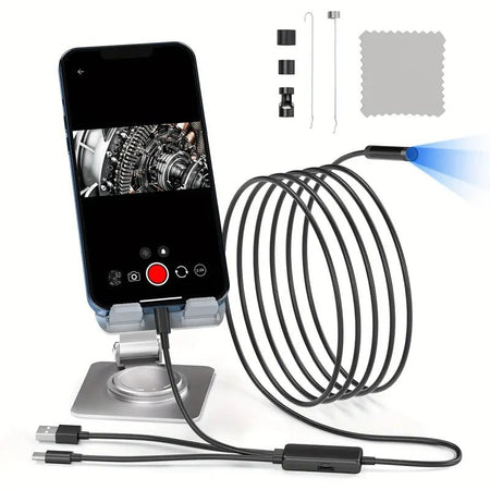 Inspektionskamera Bil 5m 1080p - LED USB-C USB-A Lightning - produktbillede forfra | Carlevel