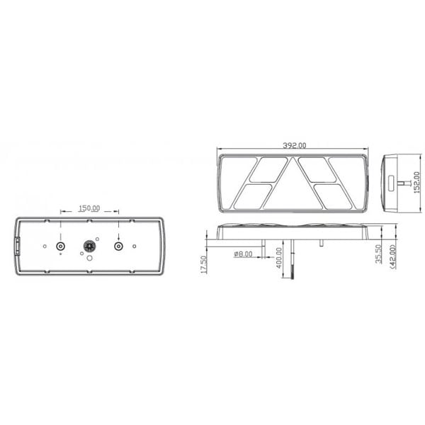 Eurolamp 7F 1.2M 6PIN højre - nærbillede detaljer | Euro lampe
